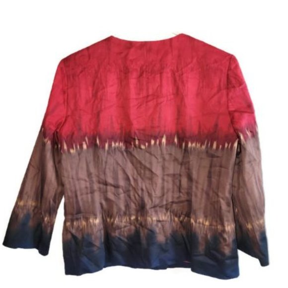 Kasper Red Brown Black Watercolor Pattern Lightweight Jacket Size 12p Petite EUC - Picture 4 of 4